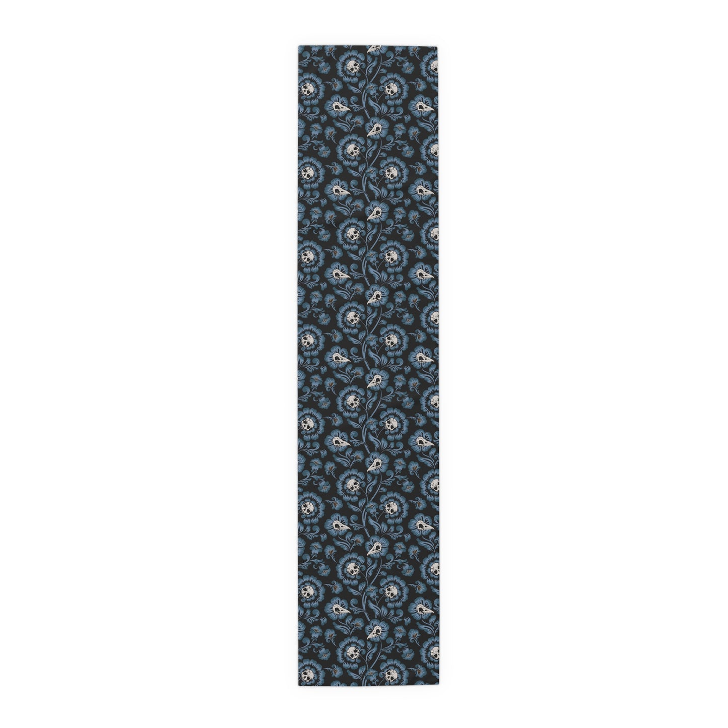 Victorian Skull Flower Table Runner - Blue - Red Finch Creations