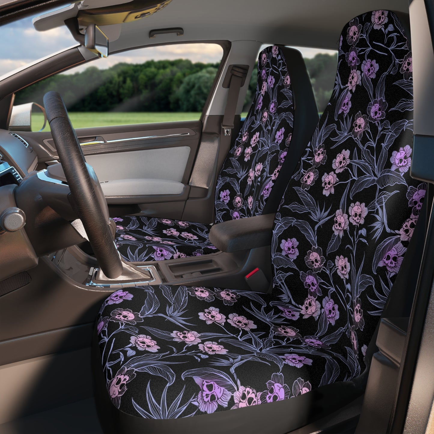 Pastel Goth Car Seat Covers - Pink + Black - Red Finch Creations