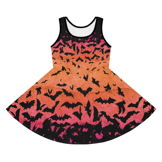 Sunset Bat Halloween Kid's Sleeveless Dress