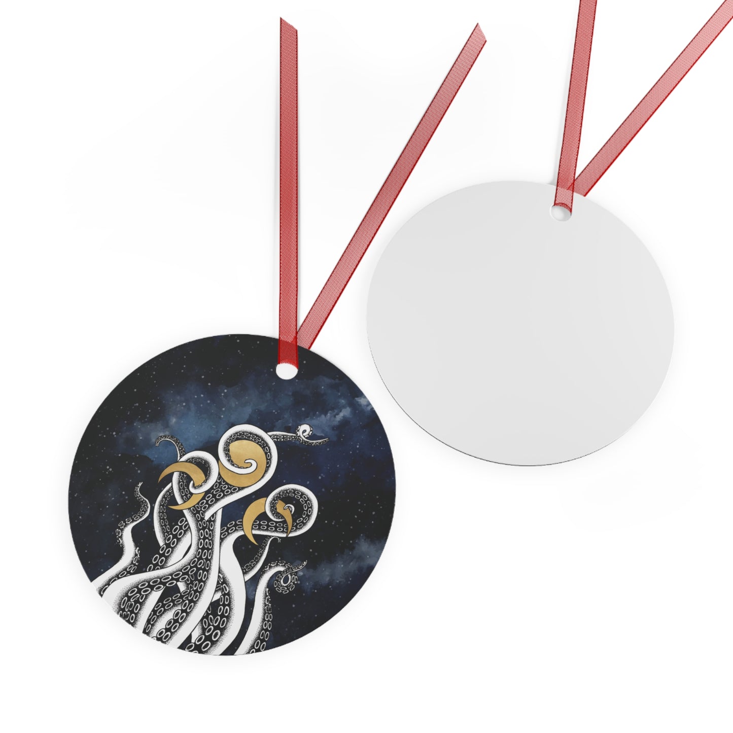 Witchy Octopus and Moon Phase yule Ornament wth whimsigoth vibes