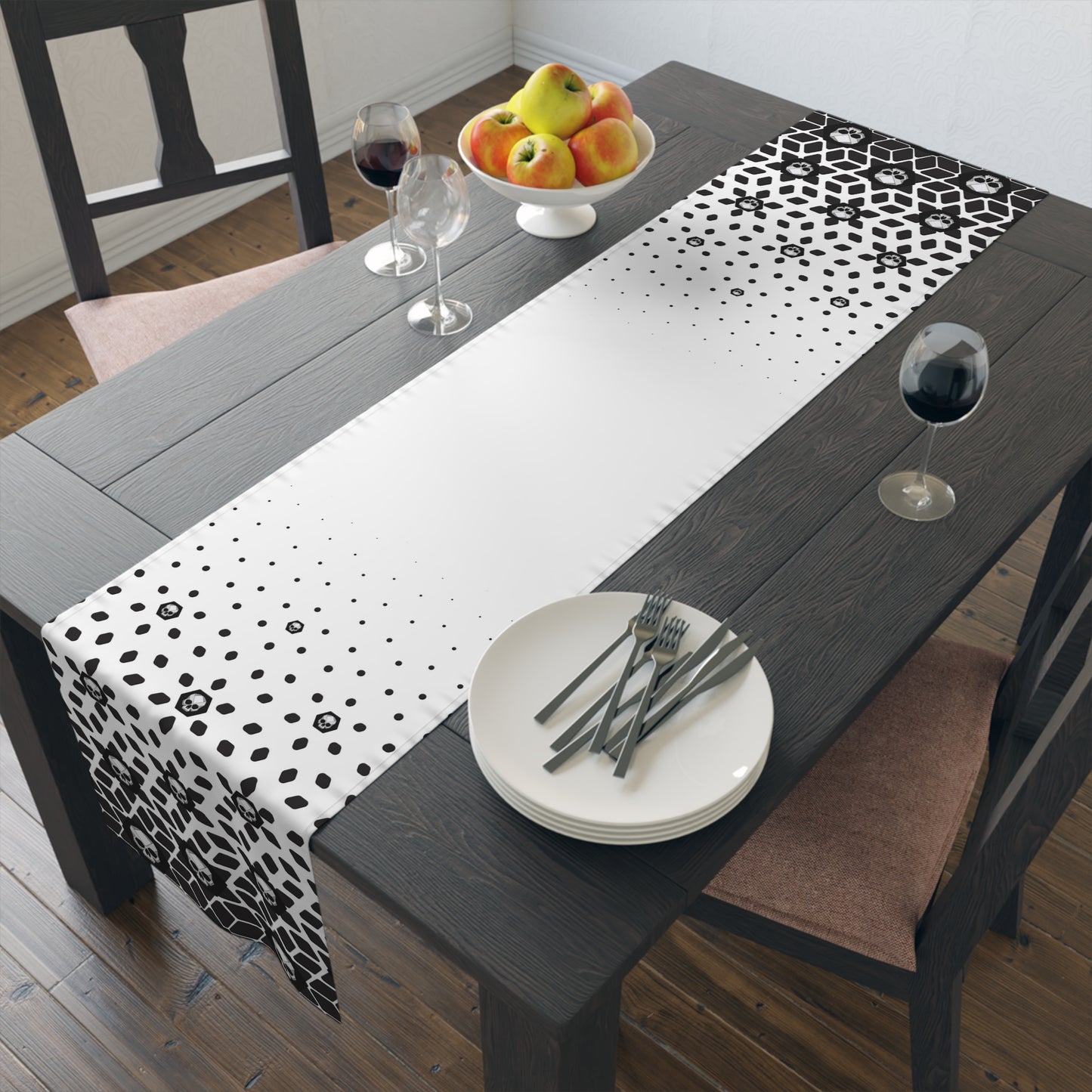 Ombre Geometric Skull Table Runner - Red Finch Creations