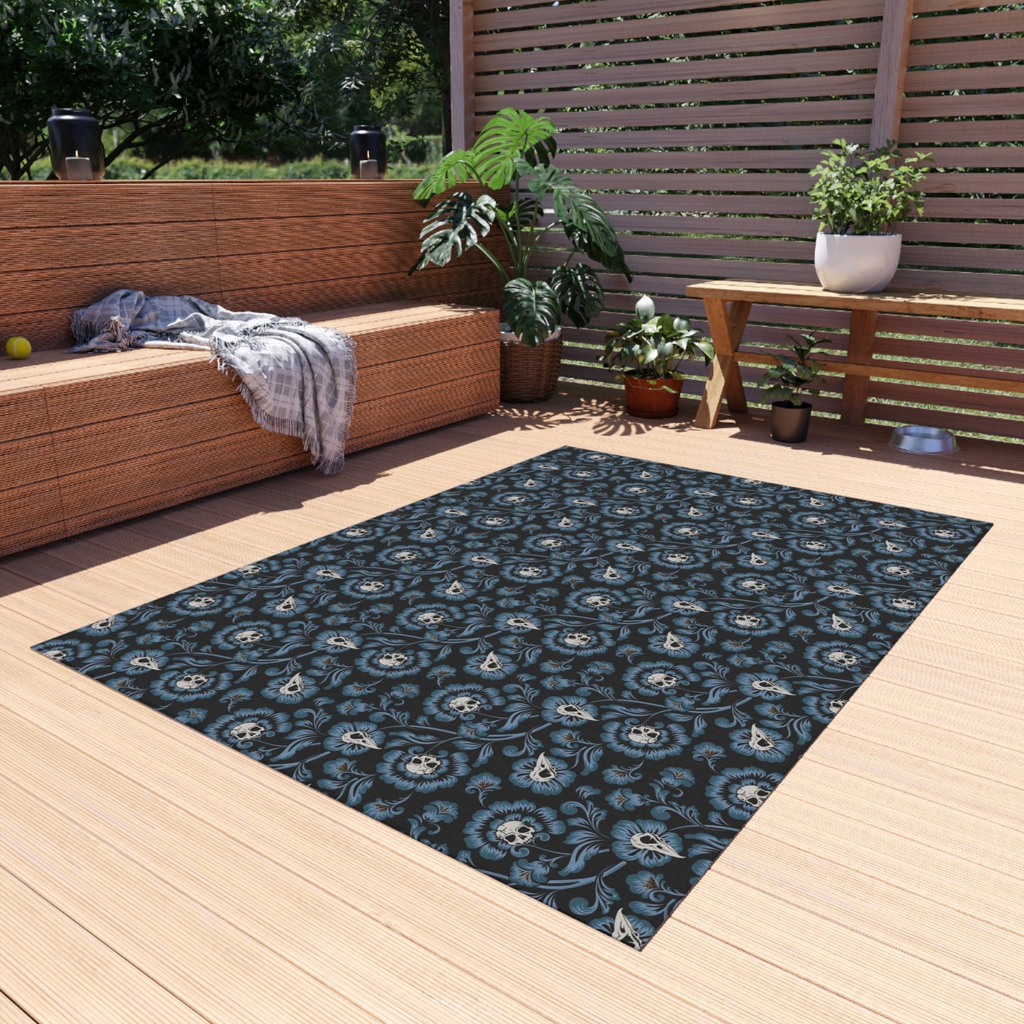 Gothic Victorian Indoor/Outdoor Area Rug - Blue - Red Finch Creations