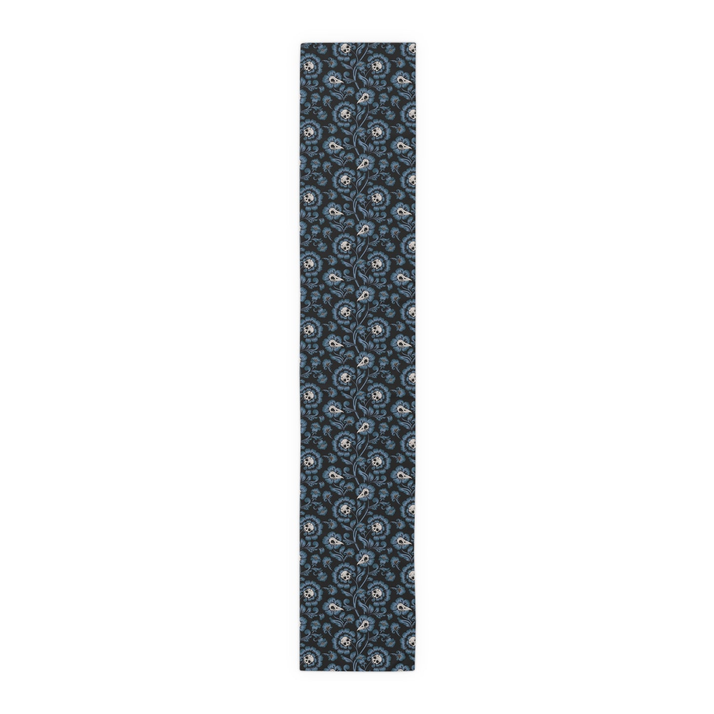 Victorian Skull Flower Table Runner - Blue - Red Finch Creations