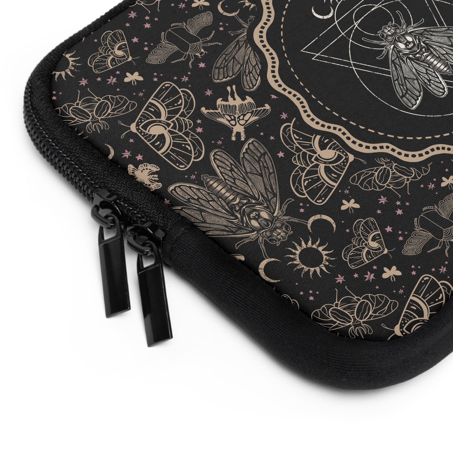 Witchy Occult Cicada Laptop Sleeve - Black + Gold - Red Finch Creations