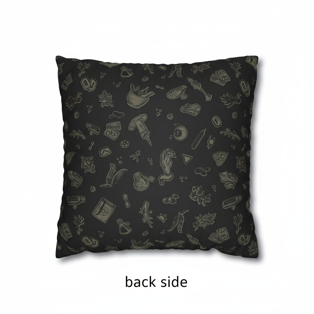Occult Snake Skeleton Faux Suede Throw Pillow Case - Red Finch Creations