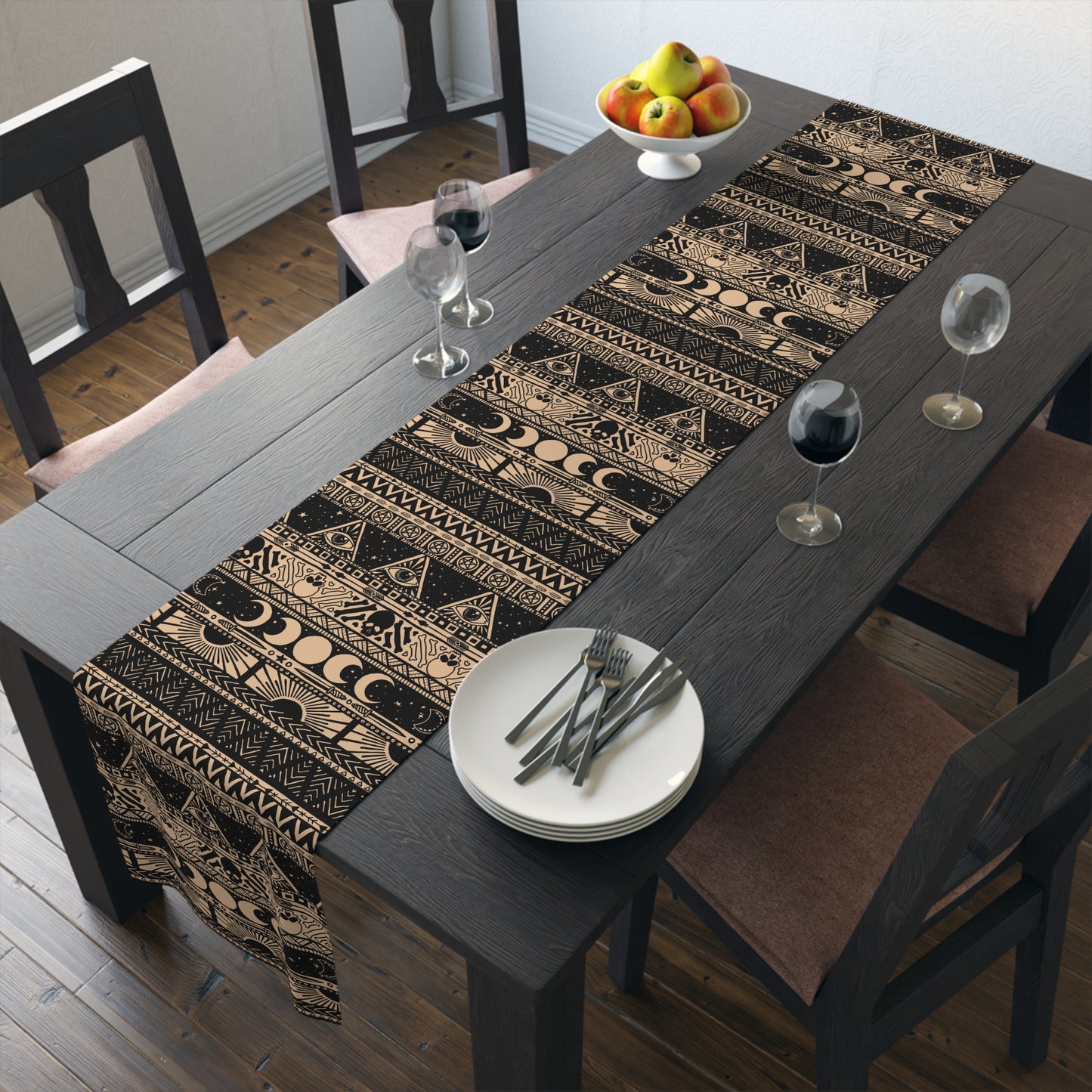 Esoteric Boho Striped Table Runner - Beige - Red Finch Creations
