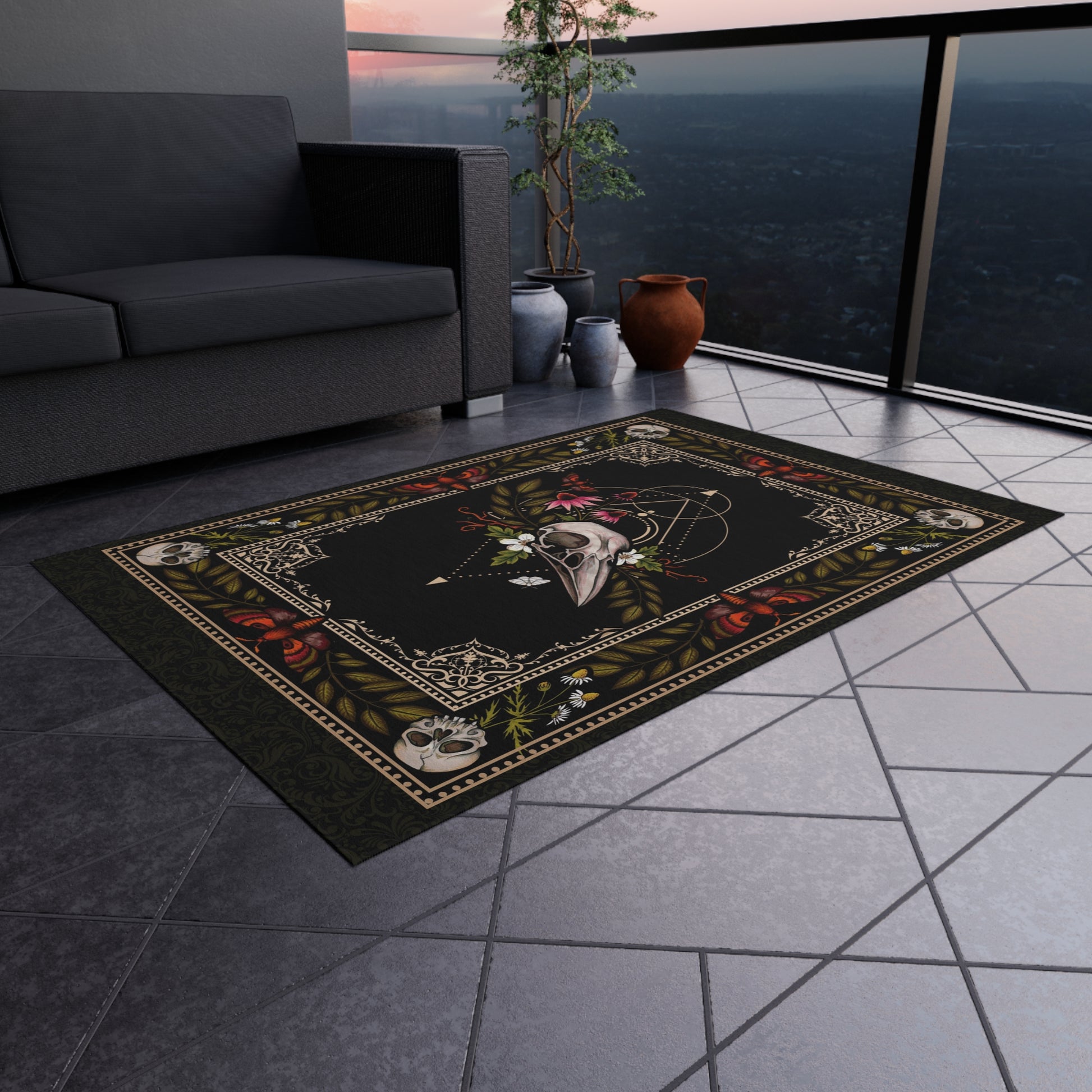 Dark Cottagecore Indoor/Outdoor Rug - Red Finch Creations