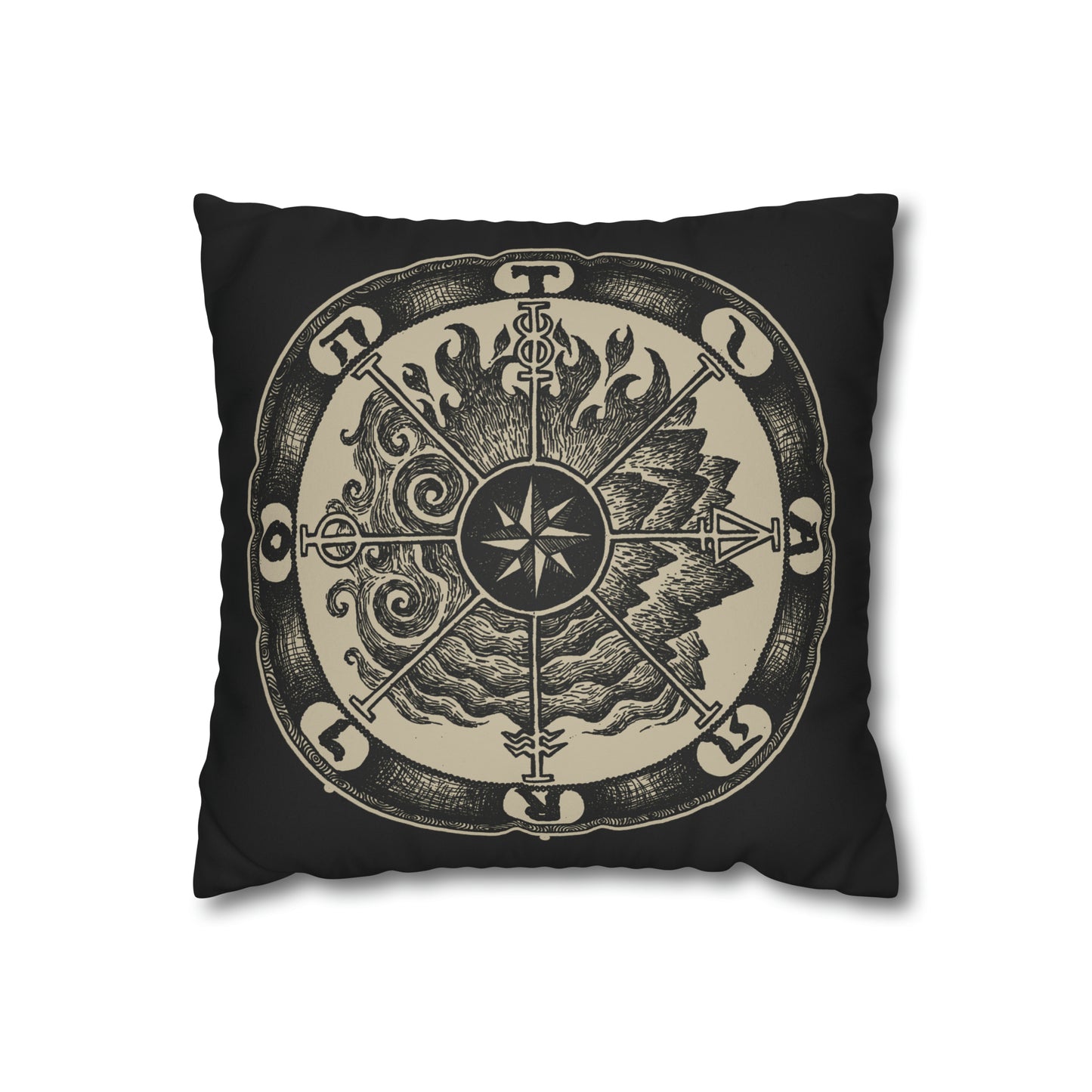 Occult Wheel of Fortune Faux Suede Throw Pillow Case