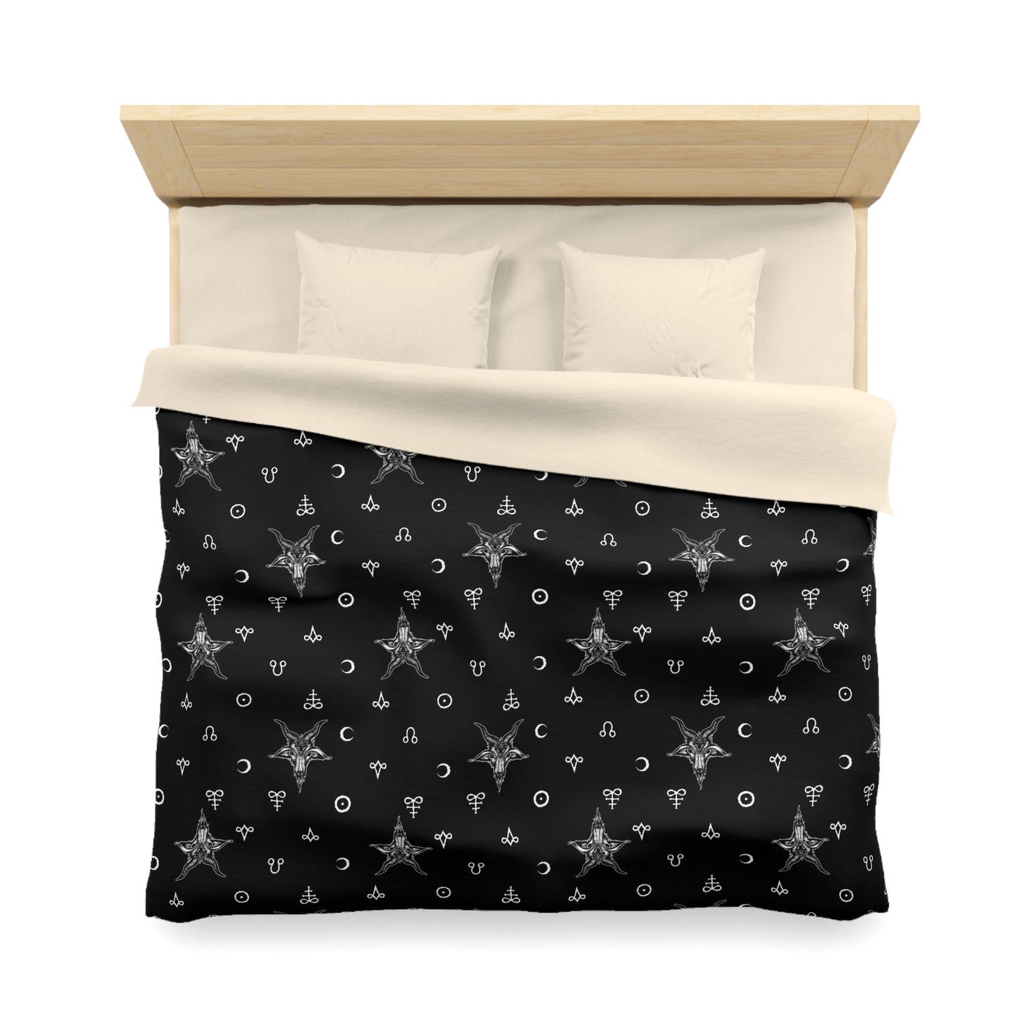 Occult Baphomet Microfiber Duvet Cover - Black - Red Finch Creations