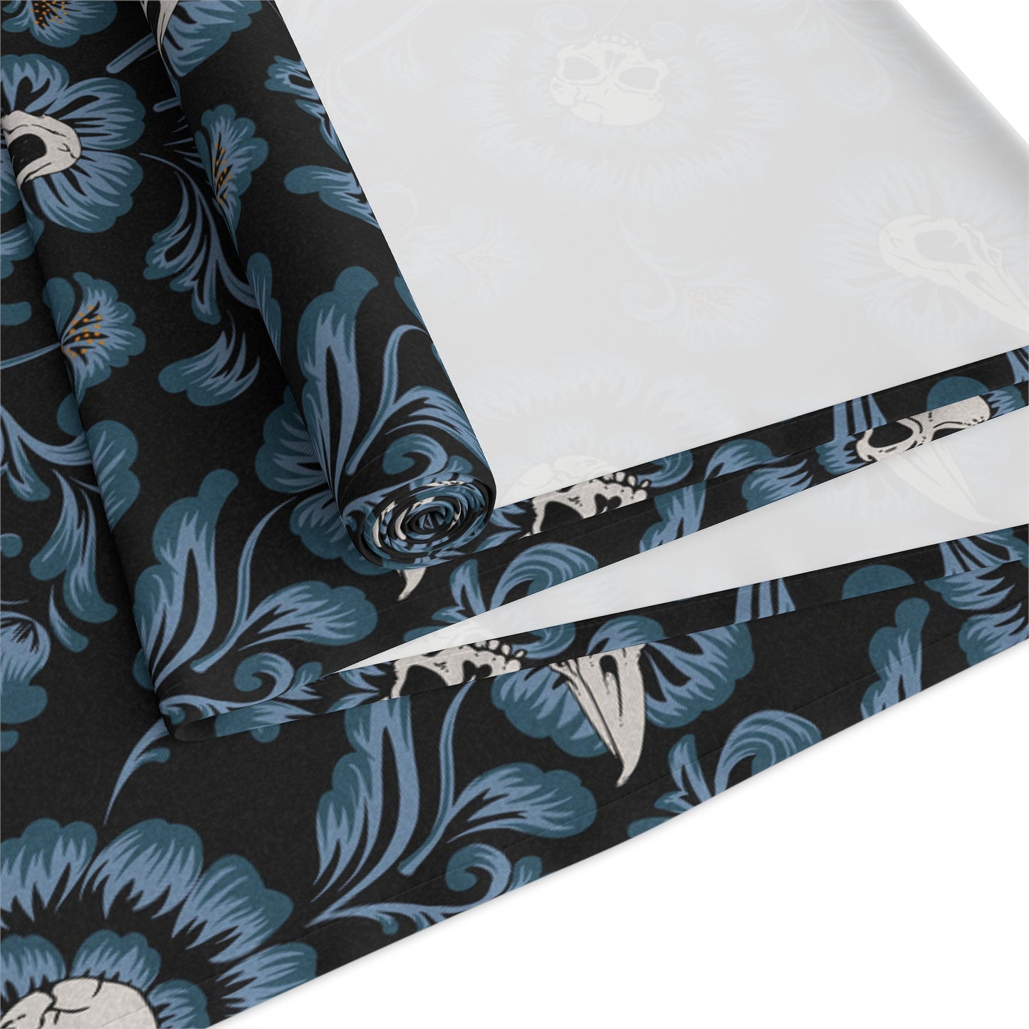 Victorian Skull Flower Table Runner - Blue - Red Finch Creations