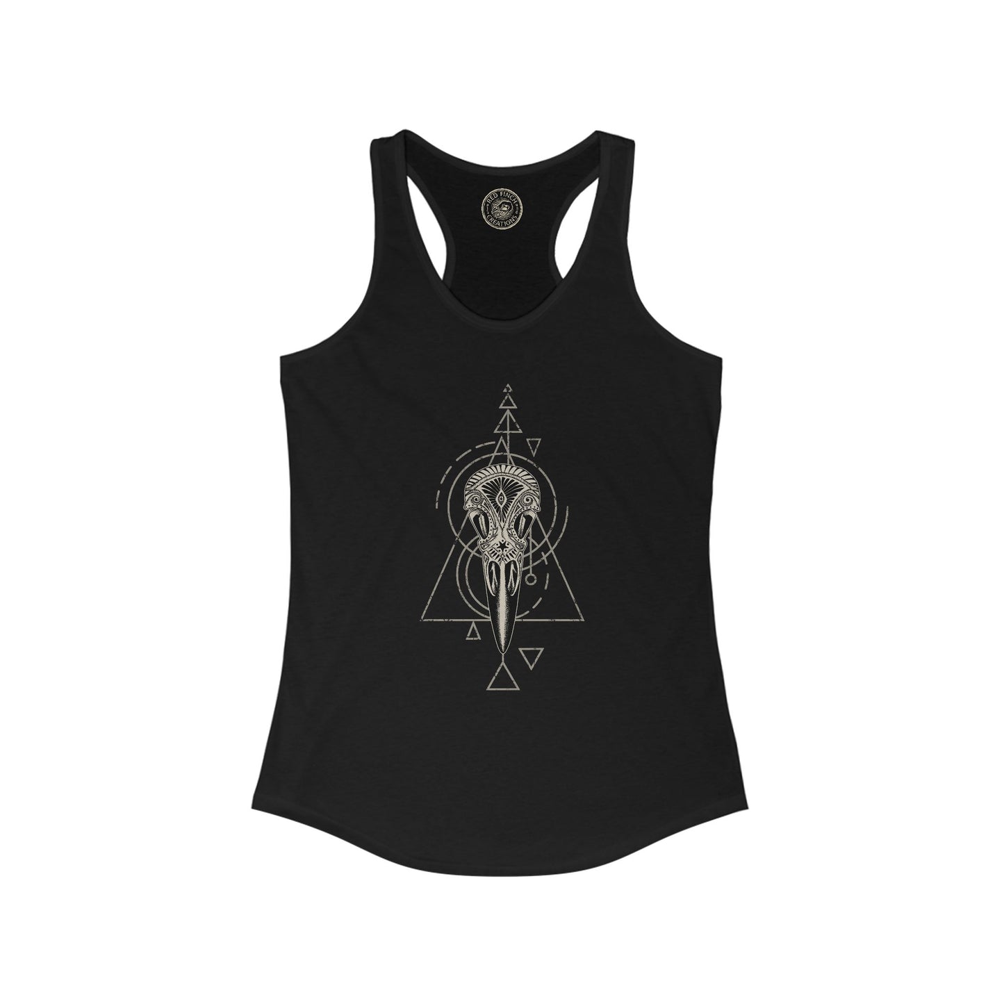 Carved Raven Skull Racerback Tank Top - Black