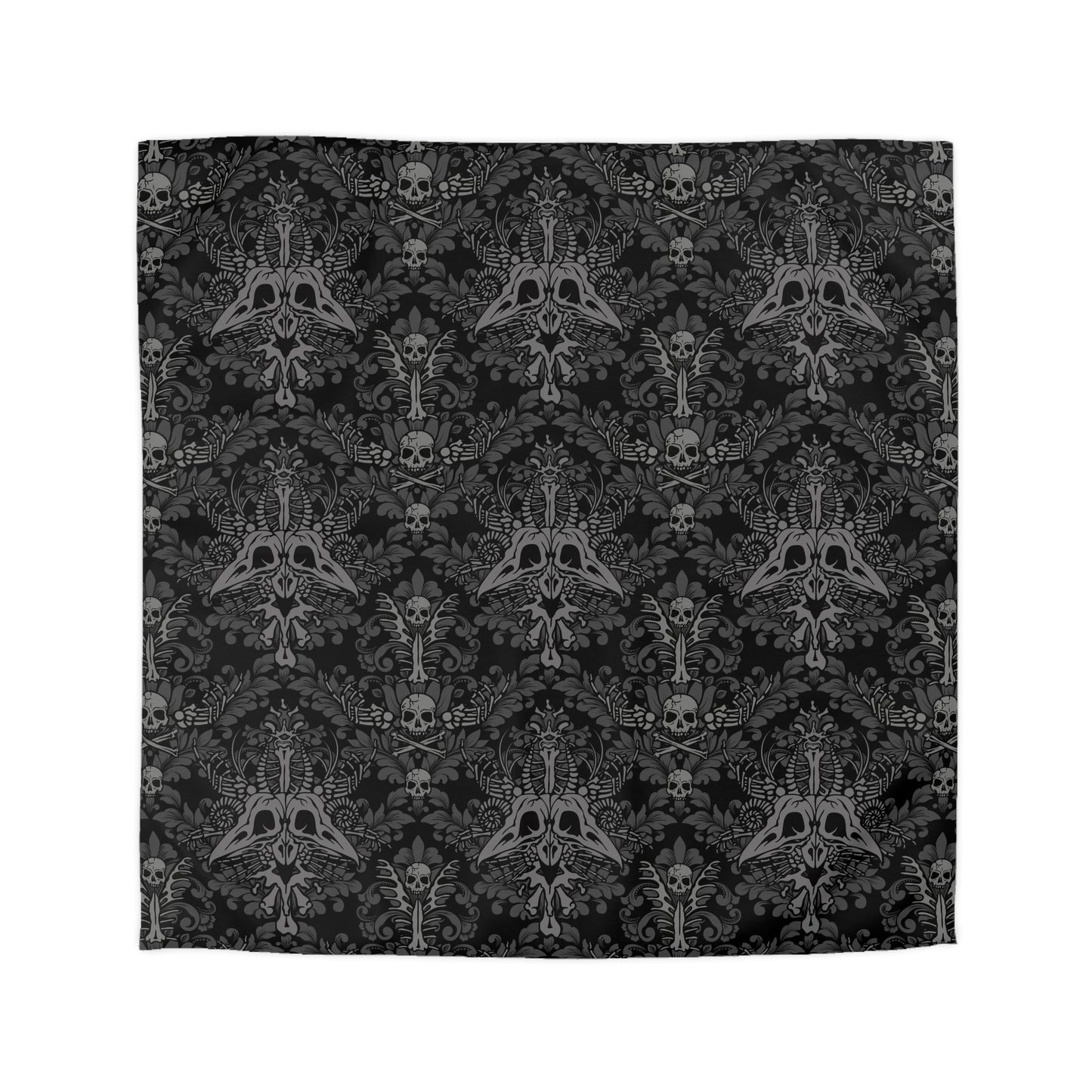 Dark Damask Bones Gothic Victorian Duvet Cover - Black - Red Finch Creations