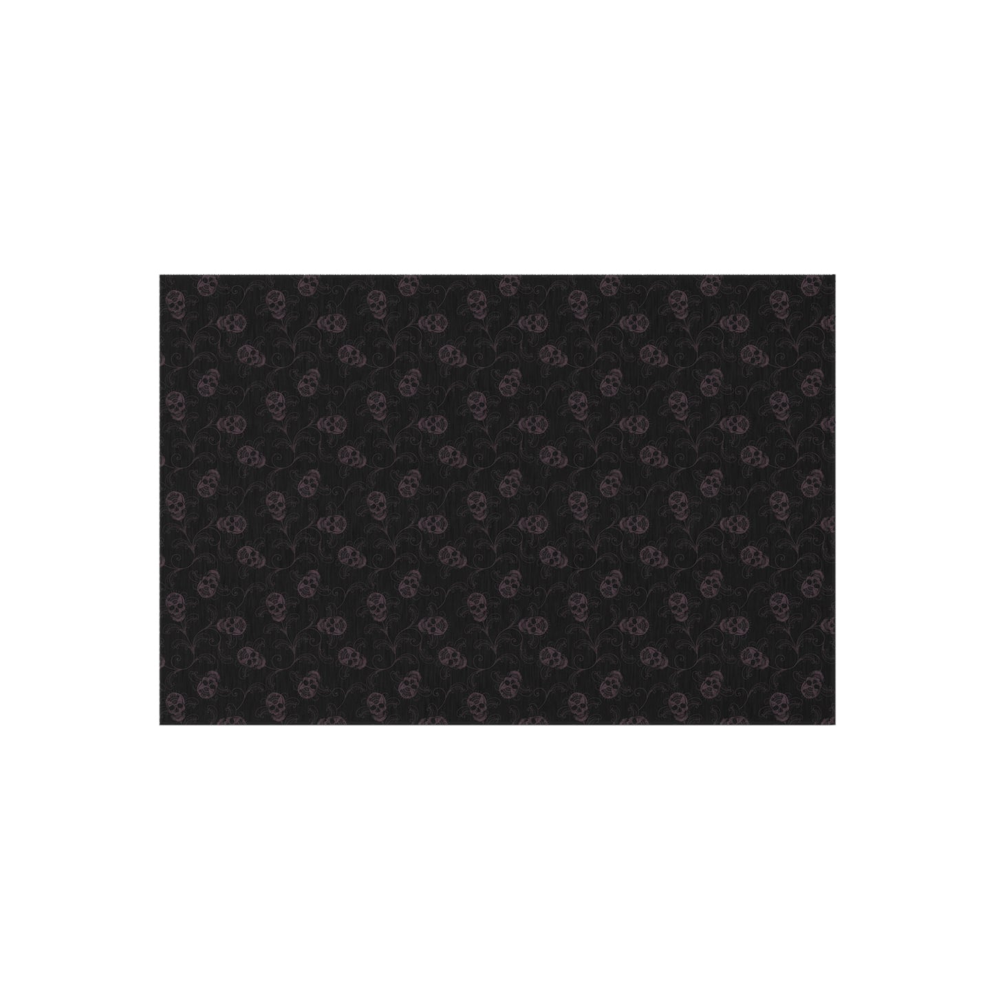 Dark Filigree Skull Indoor/Outdoor Rug - Black & Eggplant - Red Finch Creations