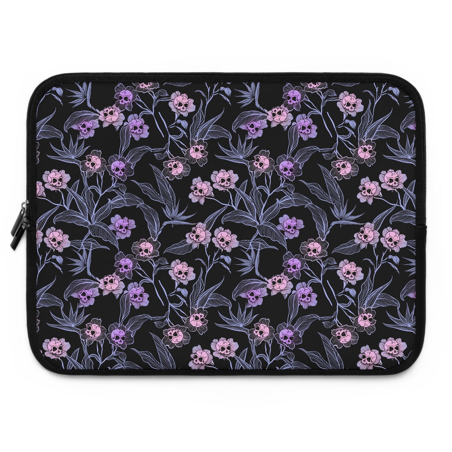 Pastel Goth Floral Neoprene Laptop Sleeve - Pink + Black - Red Finch Creations
