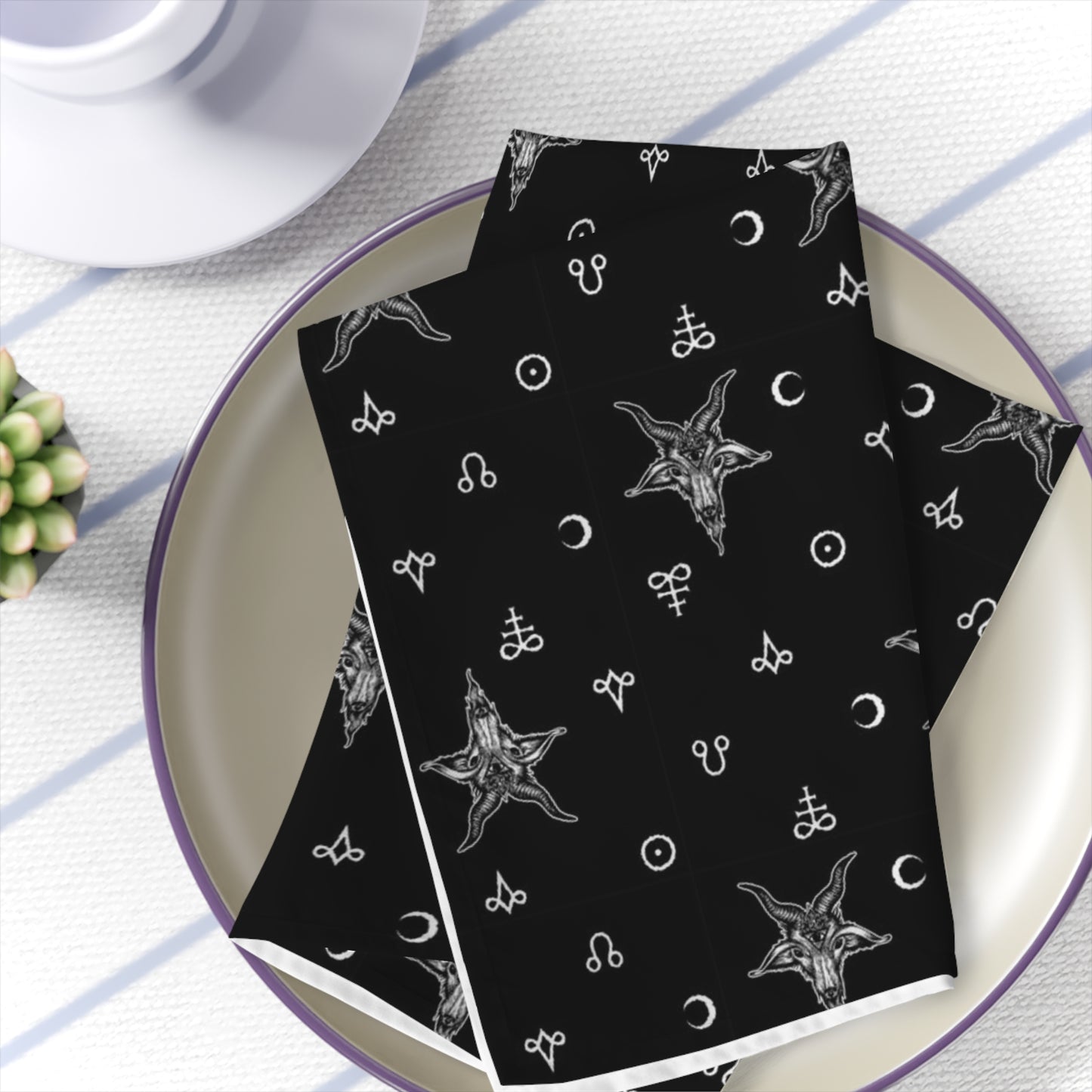 Satanic Elements Cloth Napkins - Black - Red Finch Creations