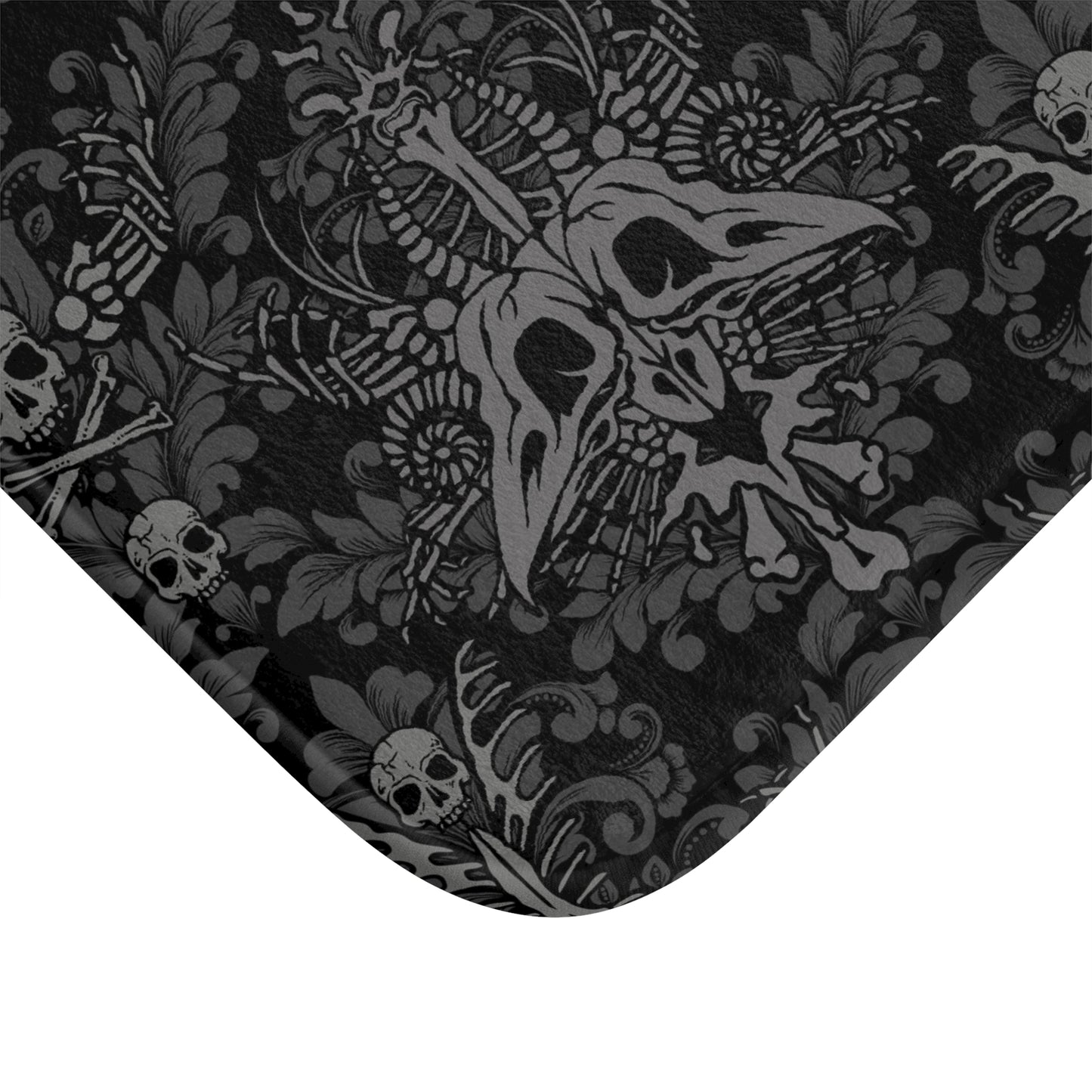 Dark Damask Bones Bath Mat - Black - Red Finch Creations