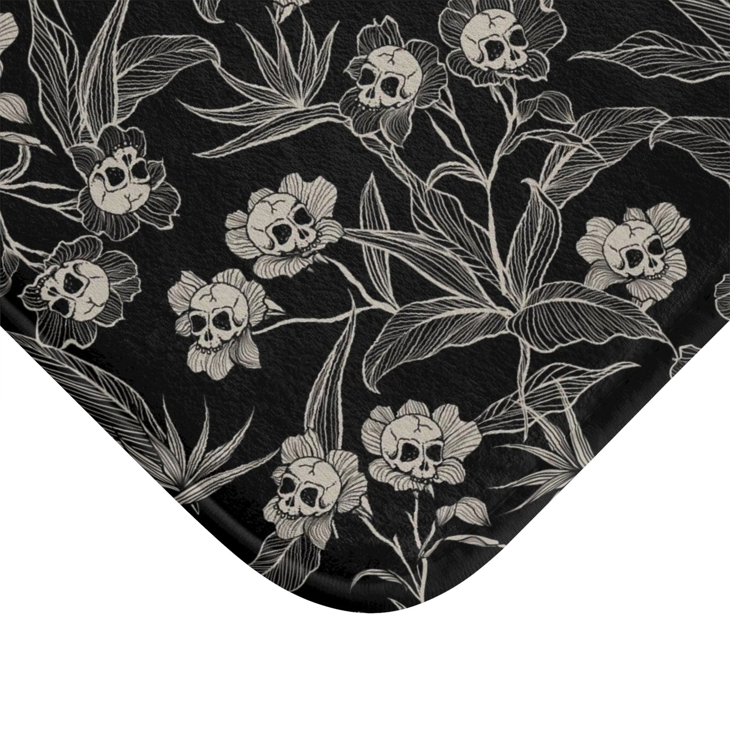 Gothic Floral Skull Flower Bath Mat - Red Finch Creations
