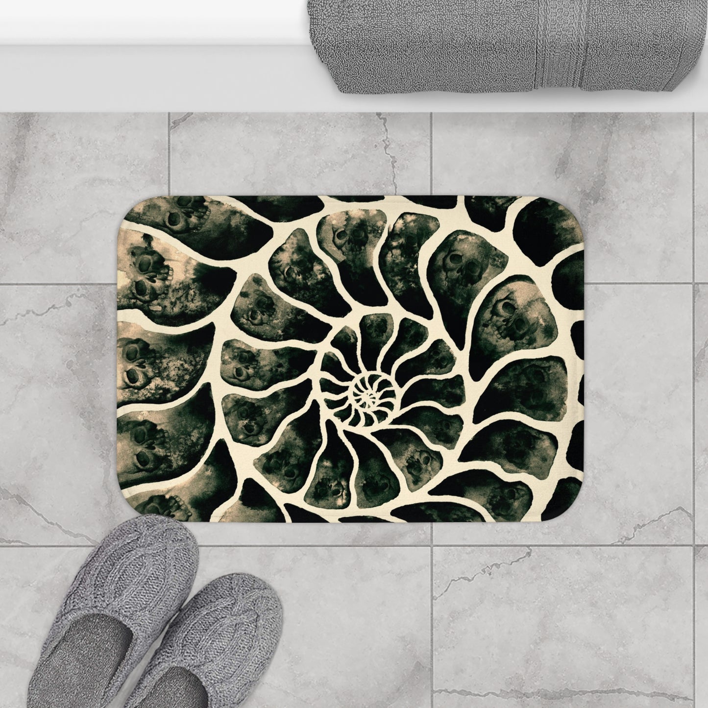 Macabre Ammonite Skull Bath Mat - Red Finch Creations