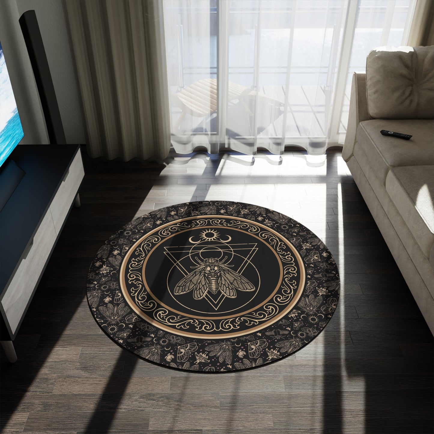 Occult Cicada Round Rug - Red Finch Creations