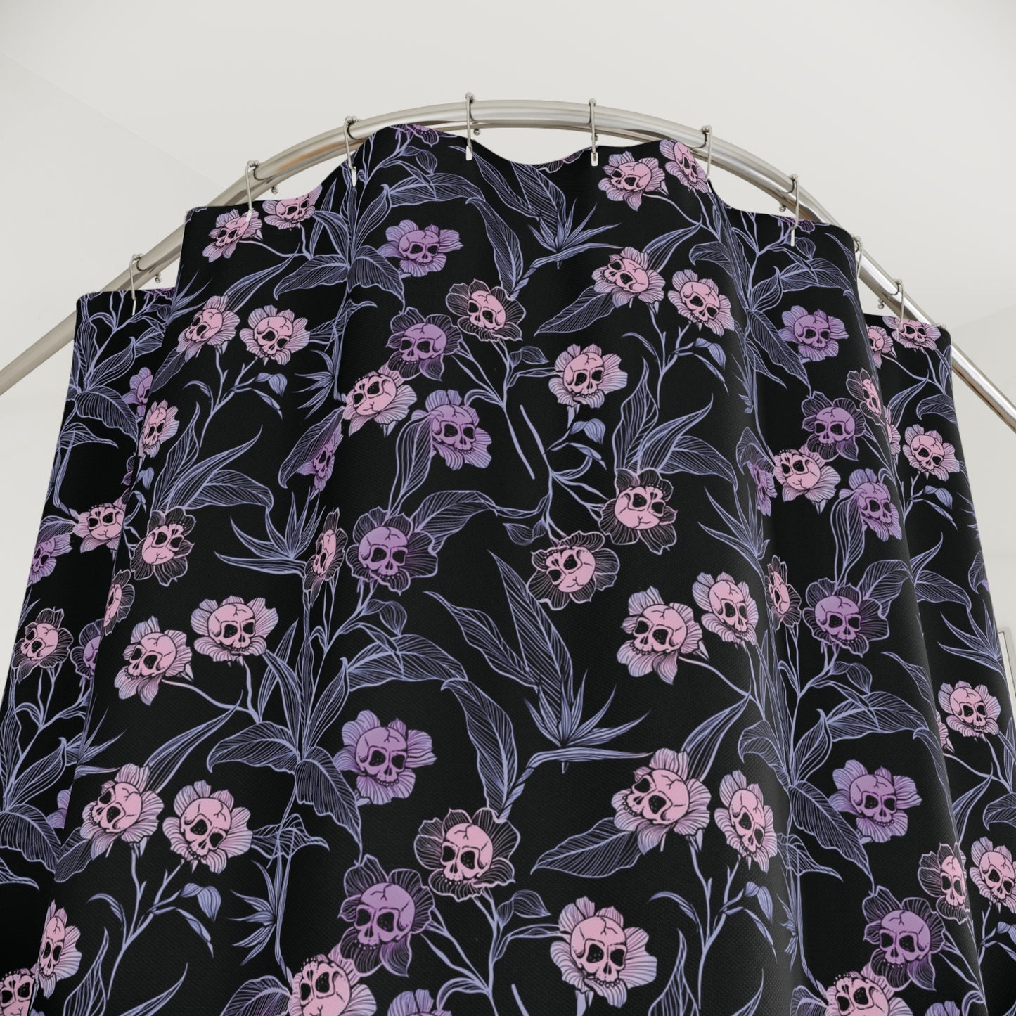Pastel Goth Floral Shower Curtain - Pink - Red Finch Creations