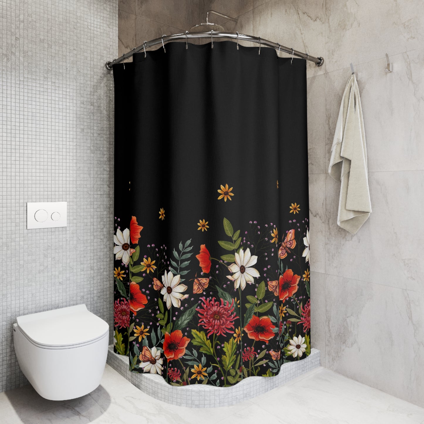 Moody Floral Shower Curtain - Red Finch Creations