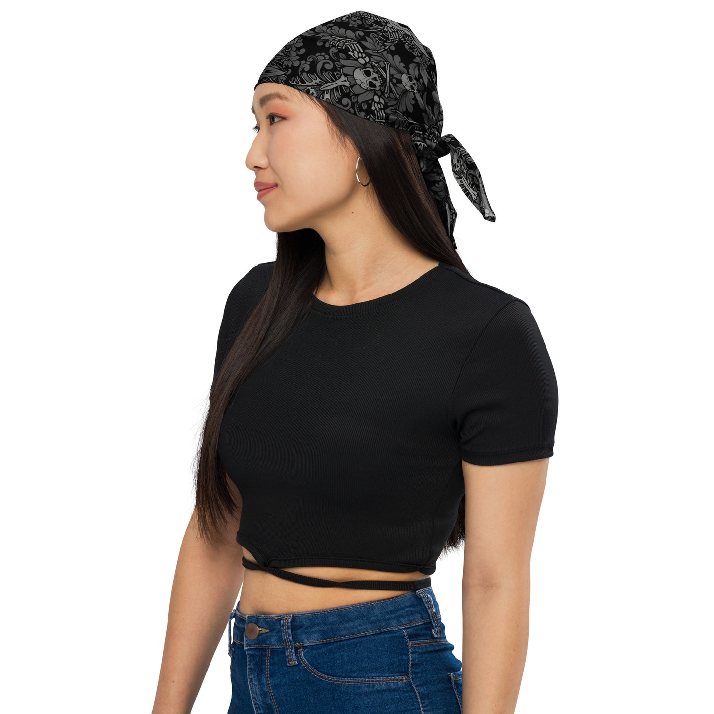 Dark Damask Bones Bandana - Black - Red Finch Creations