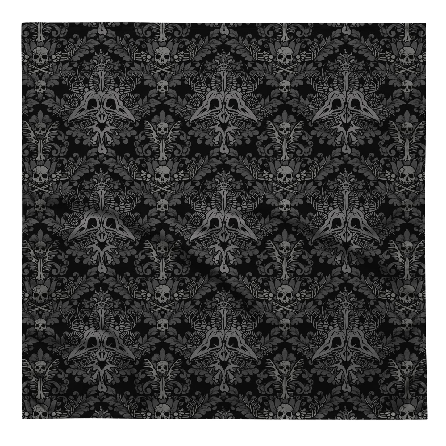 Dark Damask Bones Bandana - Black - Red Finch Creations
