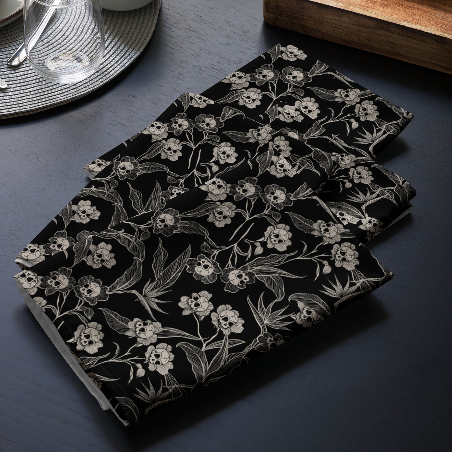 Gothic Floral Cloth Napkins - 4pc - Red Finch Creations