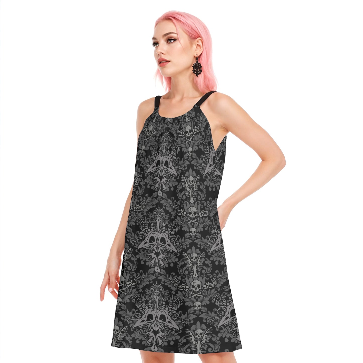 Dark Damask Bones Cami Dress | Cotton