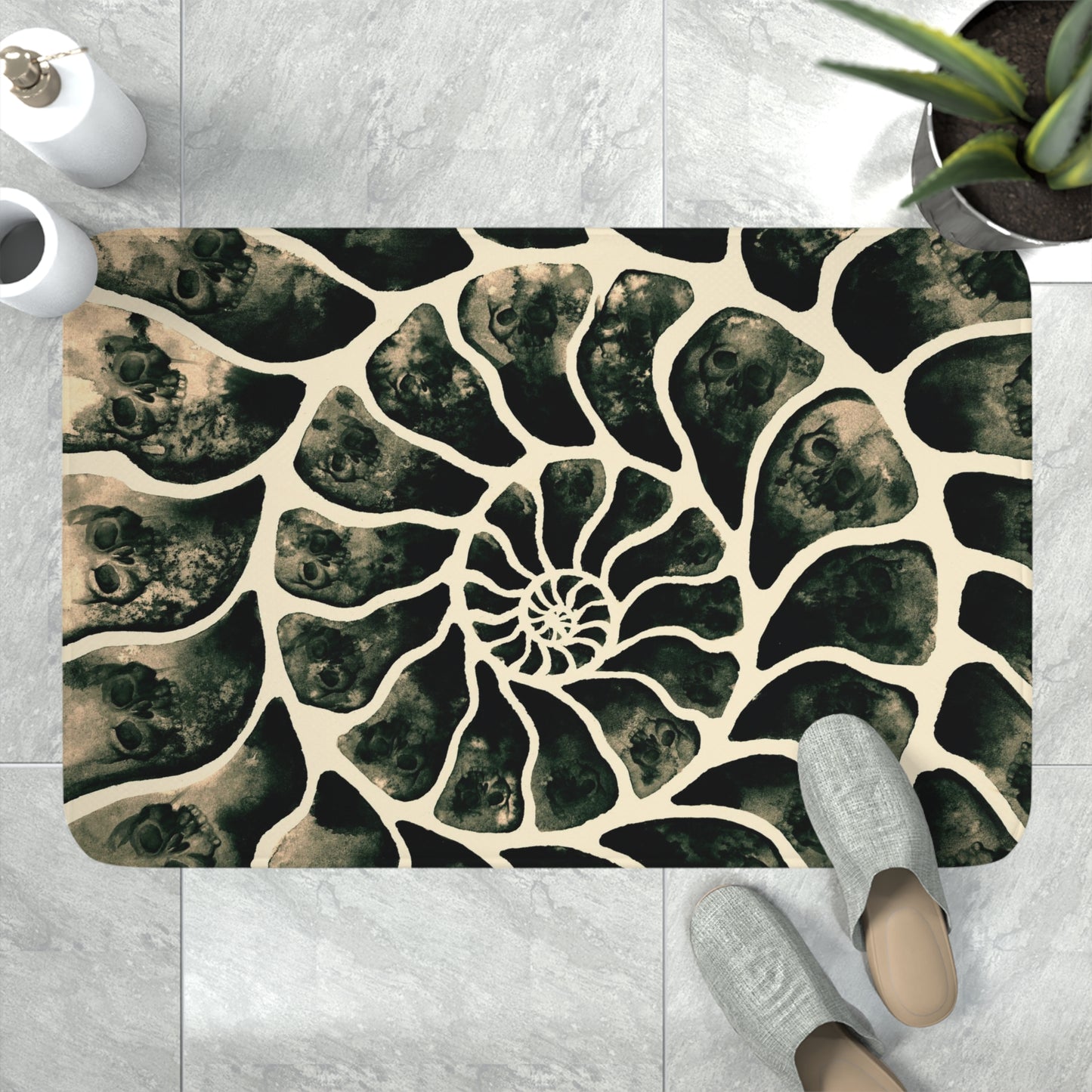 Macabre Ammonite Skull Bath Mat - Red Finch Creations