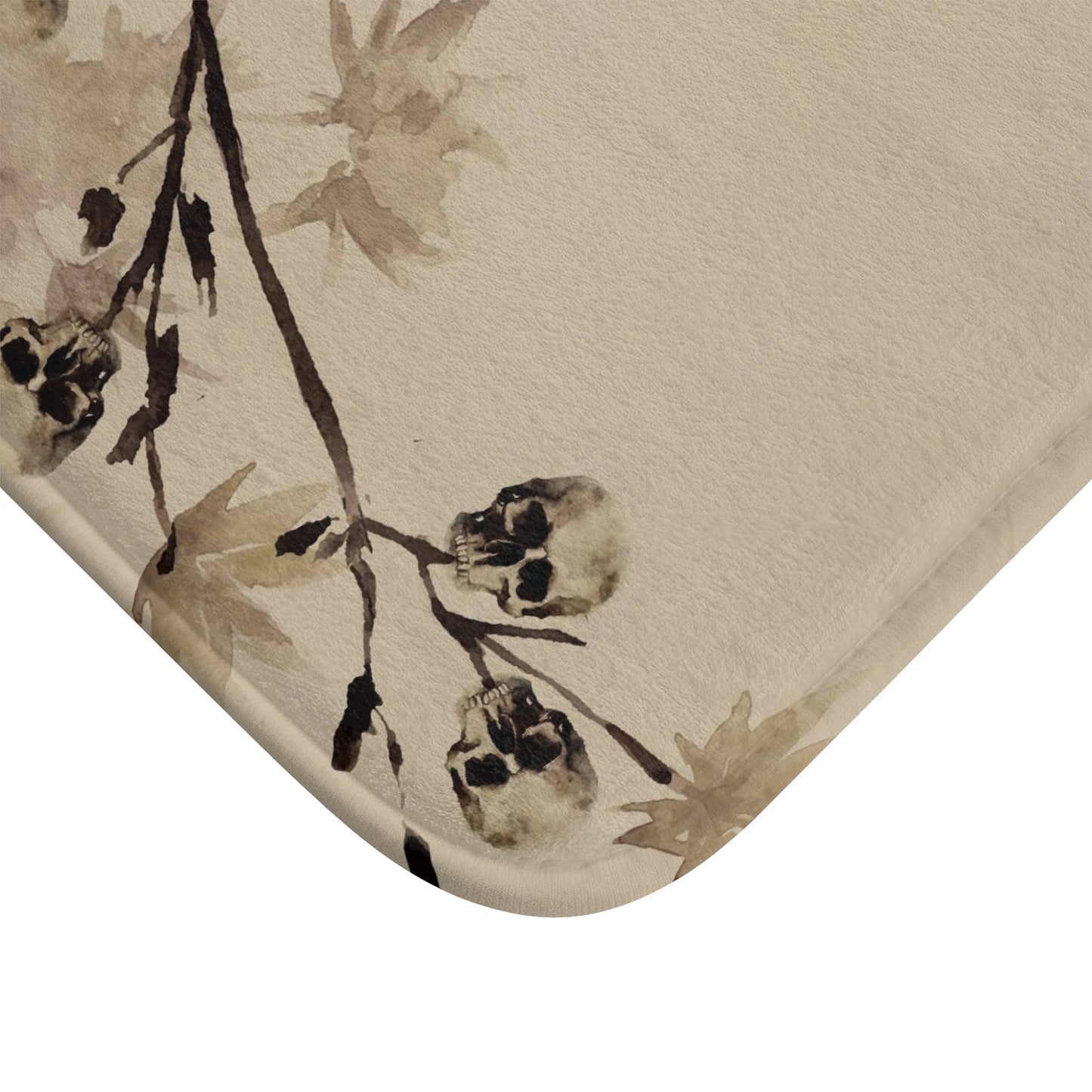 Minimalist Fall Watercolor Skull Bath Mat - Red Finch Creations