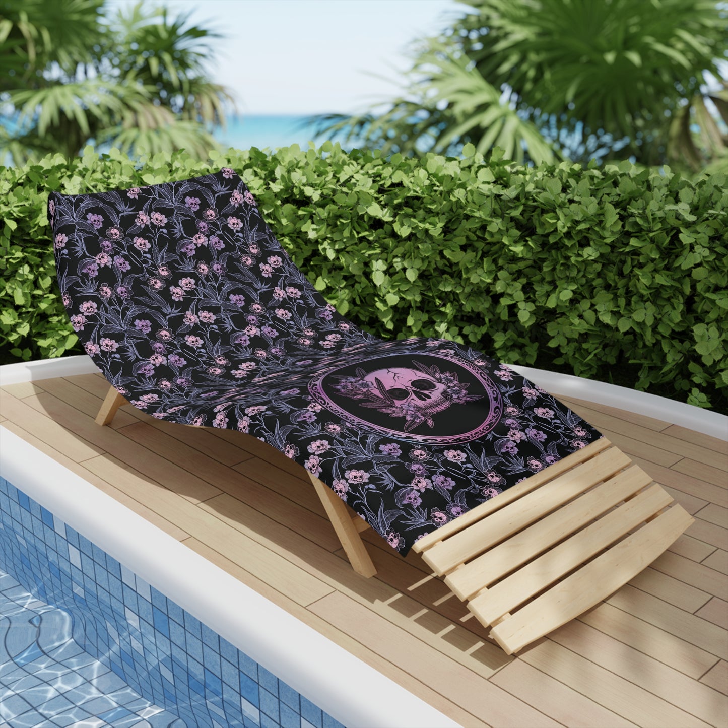 Pastel Goth Floral Bath or Beach Towel - Pink - Red Finch Creations
