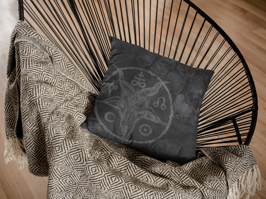 Dark Satanic Spun Polyester Throw Pillow Case - Black