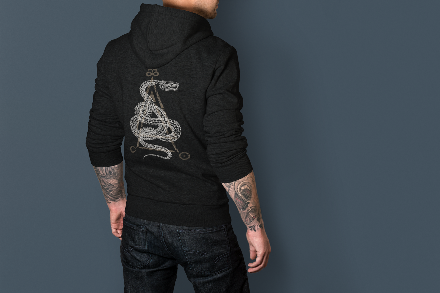 Witchy Occult Snake Skeleton Hoodie - Black - Red Finch Creations
