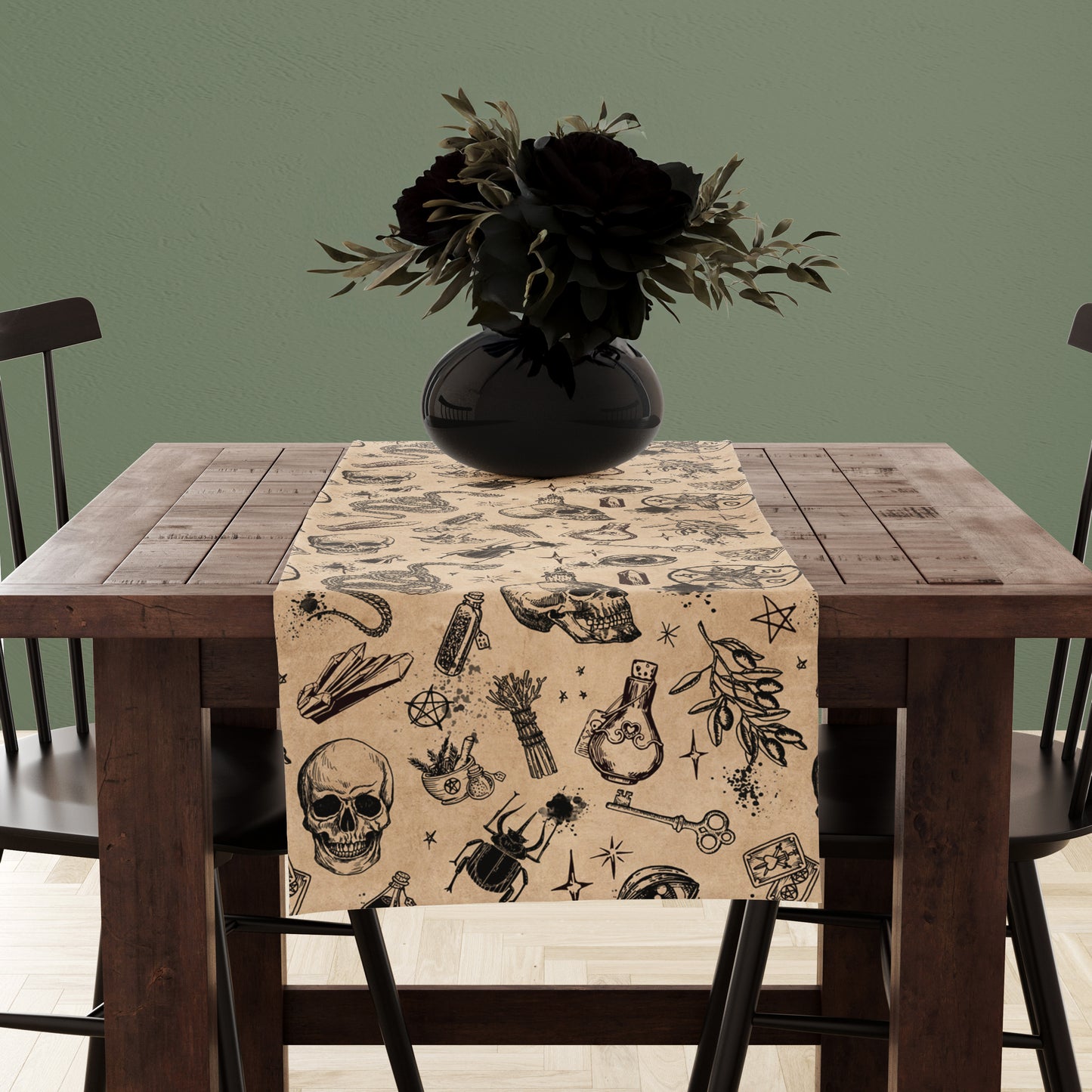 Occult Witchcraft Table Runner - Beige - Red Finch Creations