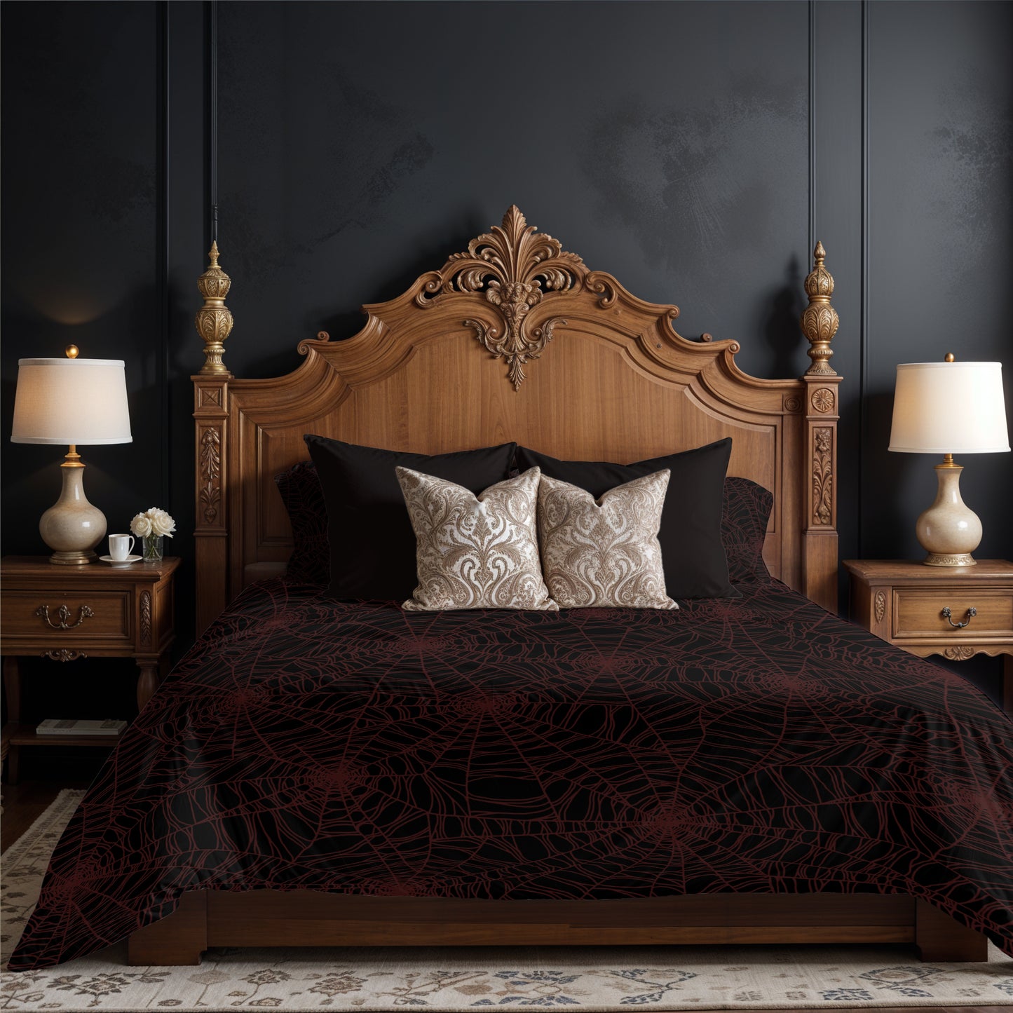 Red Spider Web 3-Piece Bedding Set