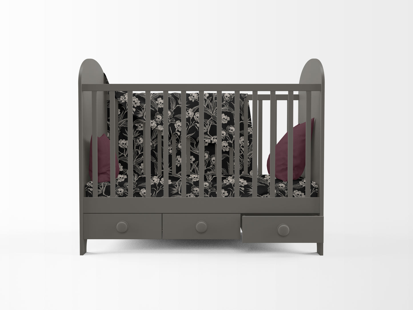 Gothic Floral Jersey Fitted Crib Sheet - Red Finch Creations
