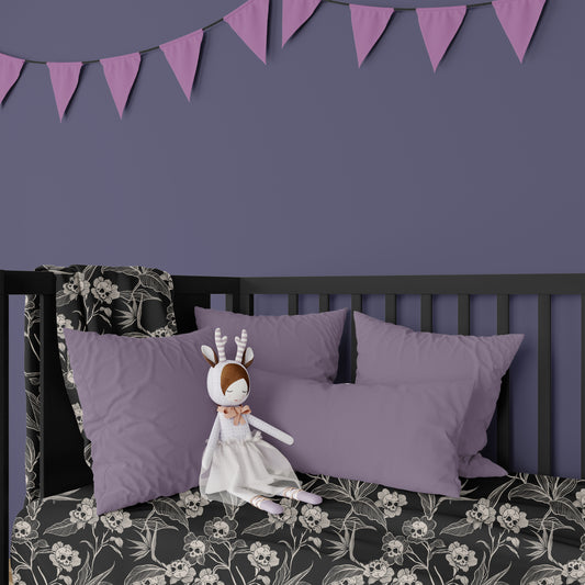 Gothic Floral Jersey Fitted Crib Sheet
