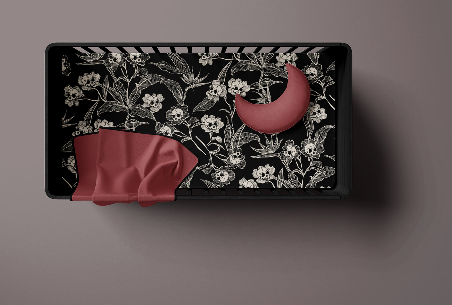 Gothic Floral Jersey Fitted Crib Sheet - Red Finch Creations