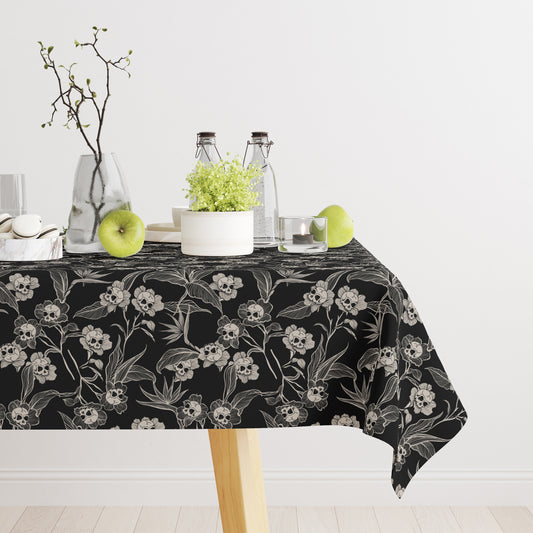 Gothic Floral Skull Tablecloth