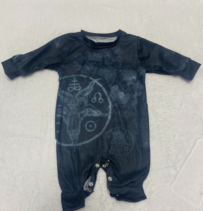 Occult Baphomet Long Sleeve Baby Romper