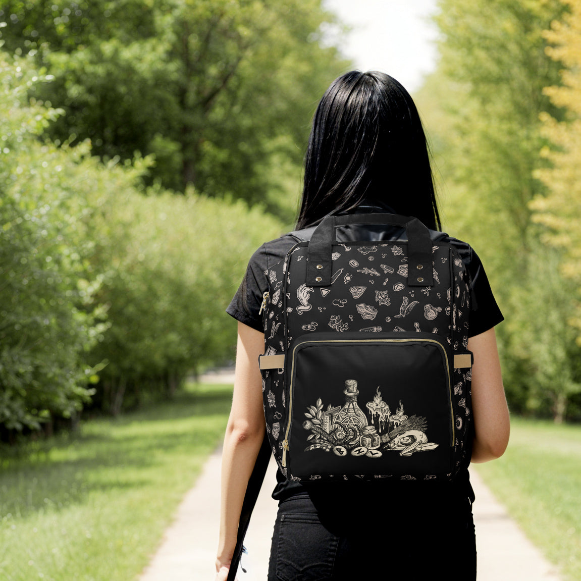 Spooky Gothic travel bags and laptop sleeves for witchy moms - Red Finch Creations