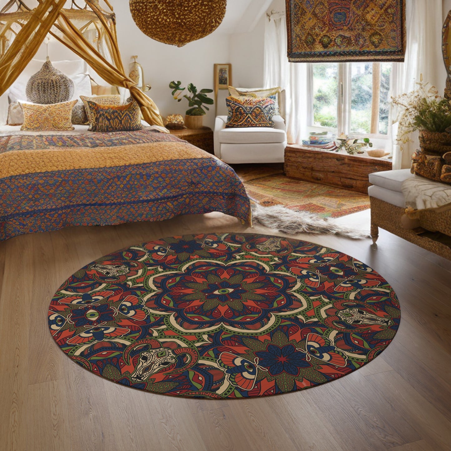 Occult Mandala Round Area Rug - Red Finch Creations