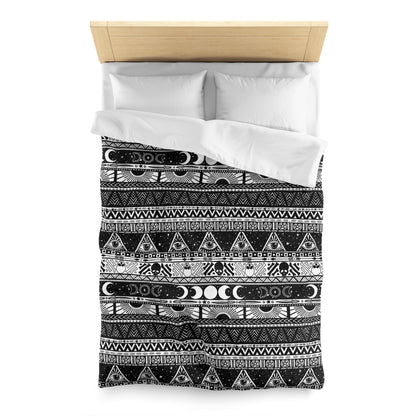 Striped Boho Goth Duvet Cover - Black + White - Red Finch Creations