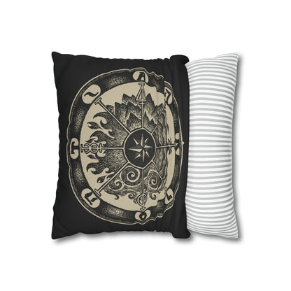 Occult Wheel of Fortune Faux Suede Throw Pillow Case - Red Finch Creations