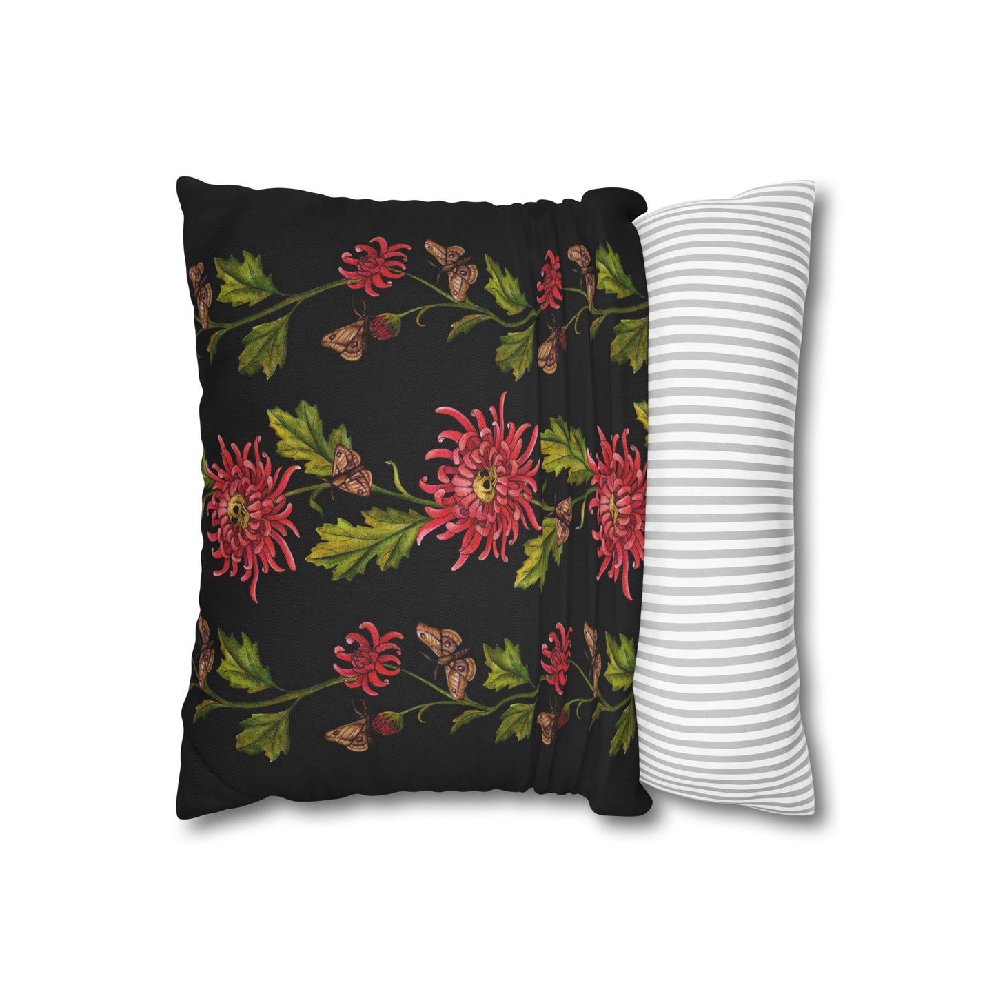 Chrysanthemum Moth Throw Pillow Cover - Red Finch Creations