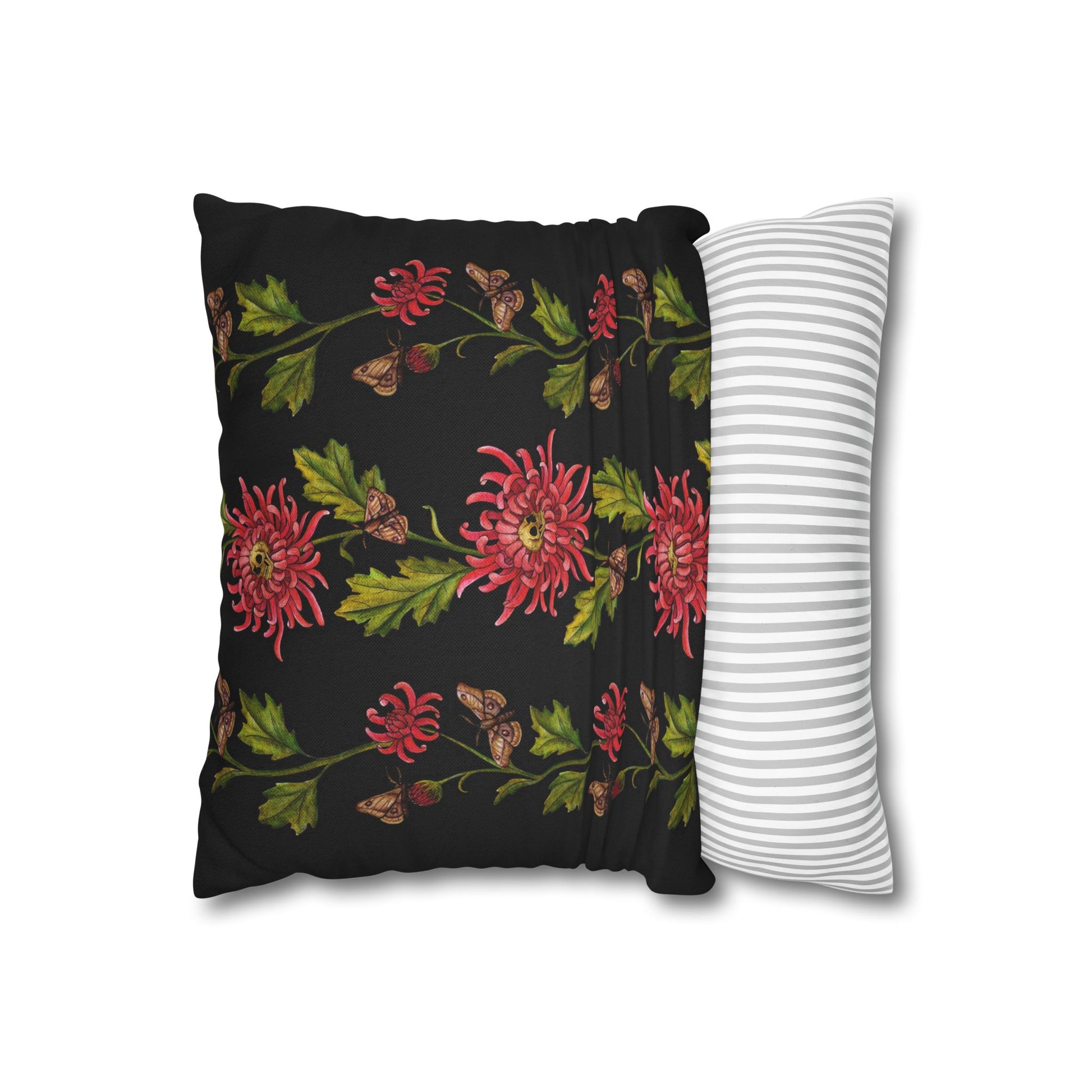 Chrysanthemum Moth Throw Pillow Cover - Red Finch Creations