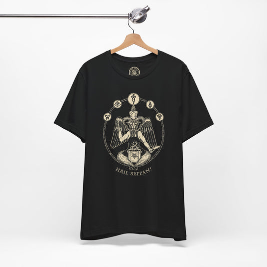 Hail Seitan Vegan Chef Baphomet Tshirt - Black - Red Finch Creations