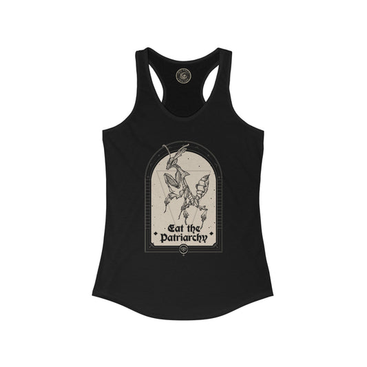 Eat the Patriarchy Witchy Feminist Praying Mantis Tanktop - Black - Red Finch Creations