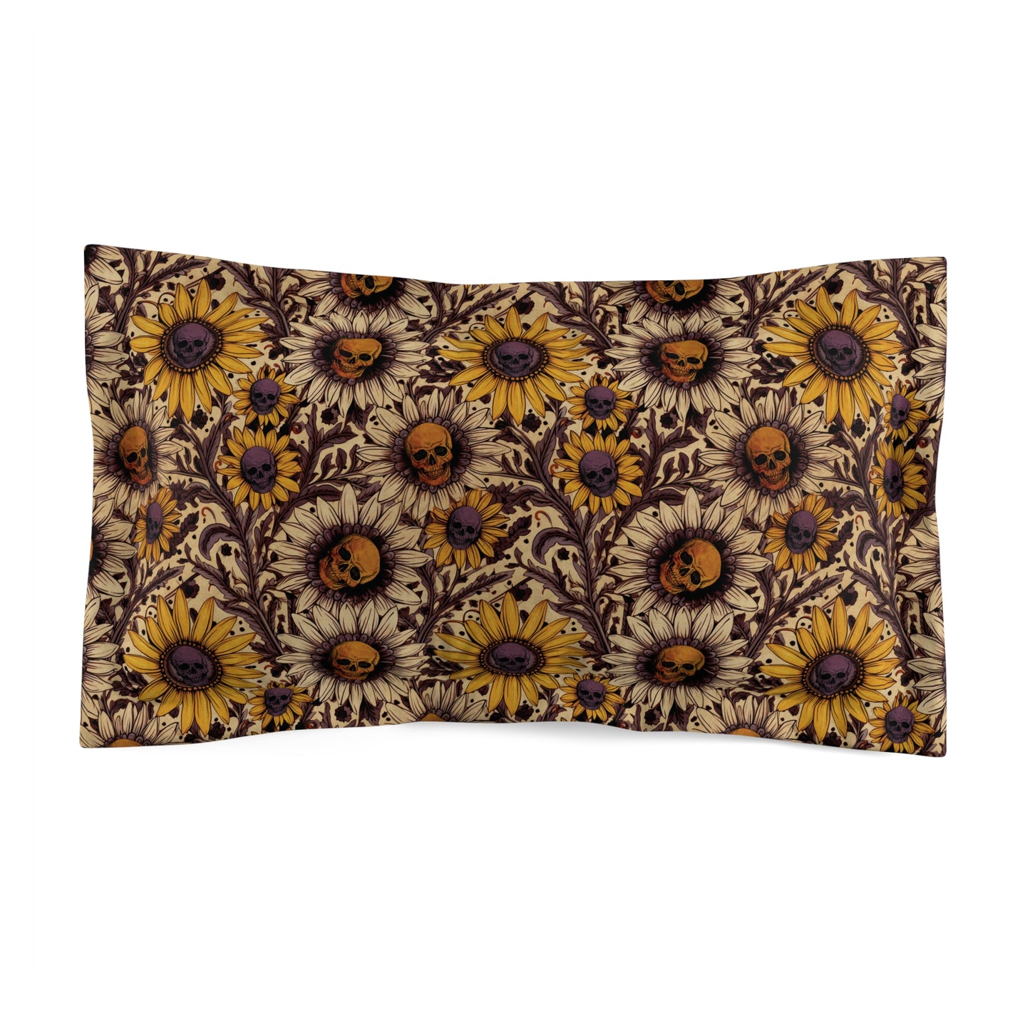 Spooky Autumn Sunflower Microfiber Pillow Sham - Red Finch Creations